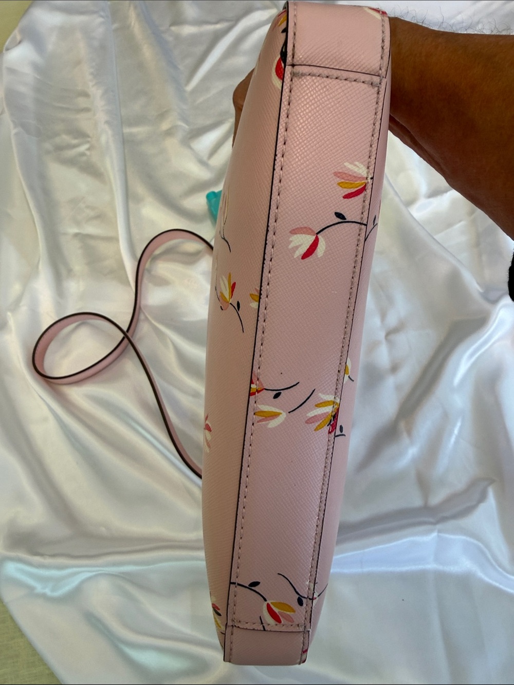 KATE SPADE Pink Floral Print Crossbody Purse 10 W 9 L 1 1/2 D - Picture 8 of 12